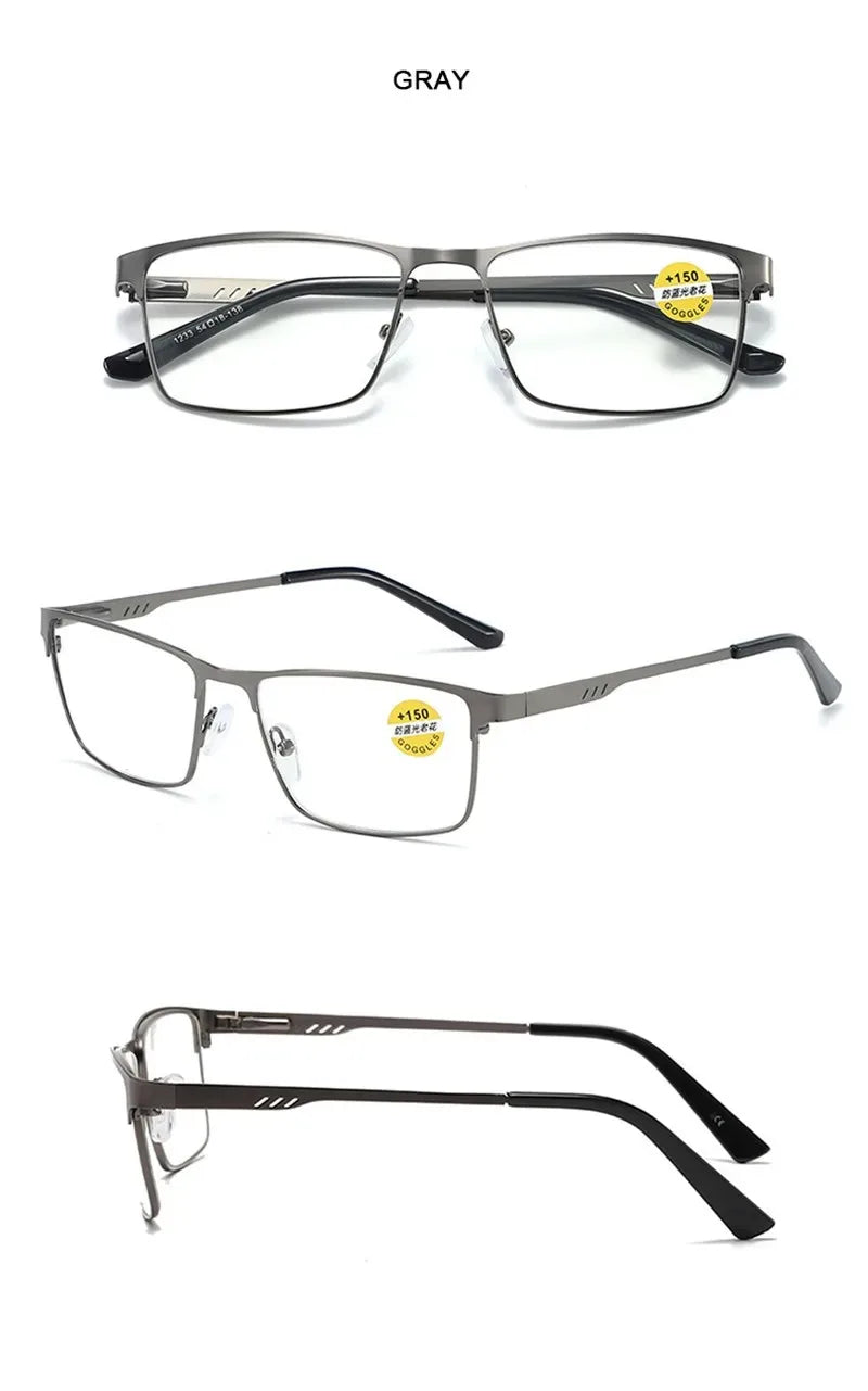 Men Business Reading Glasses Frame for Reader Mens Presbyopia Blue Light Blocking Eyeglasses Classic Hyperopia Spectacles Diopte