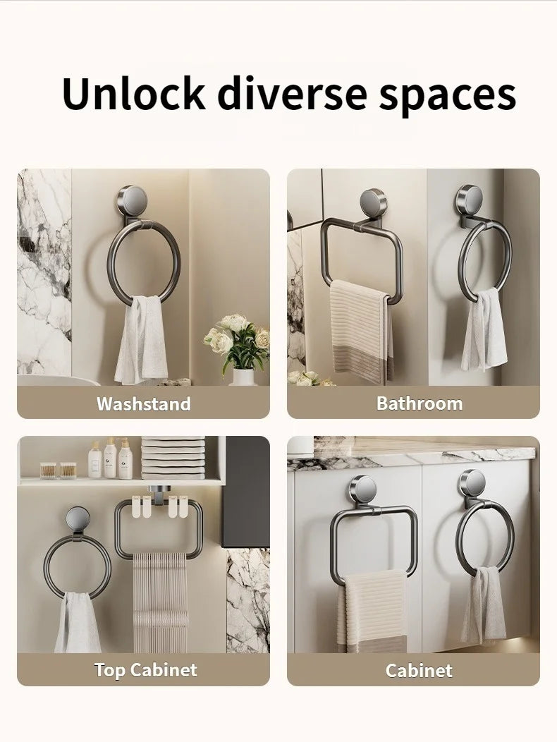 No Need To Drill Suction Cup Towel Ring Bathroom Towel Rack Kitchen Rag Rack Bathroom Toilet Wall Hanging Towel Rack