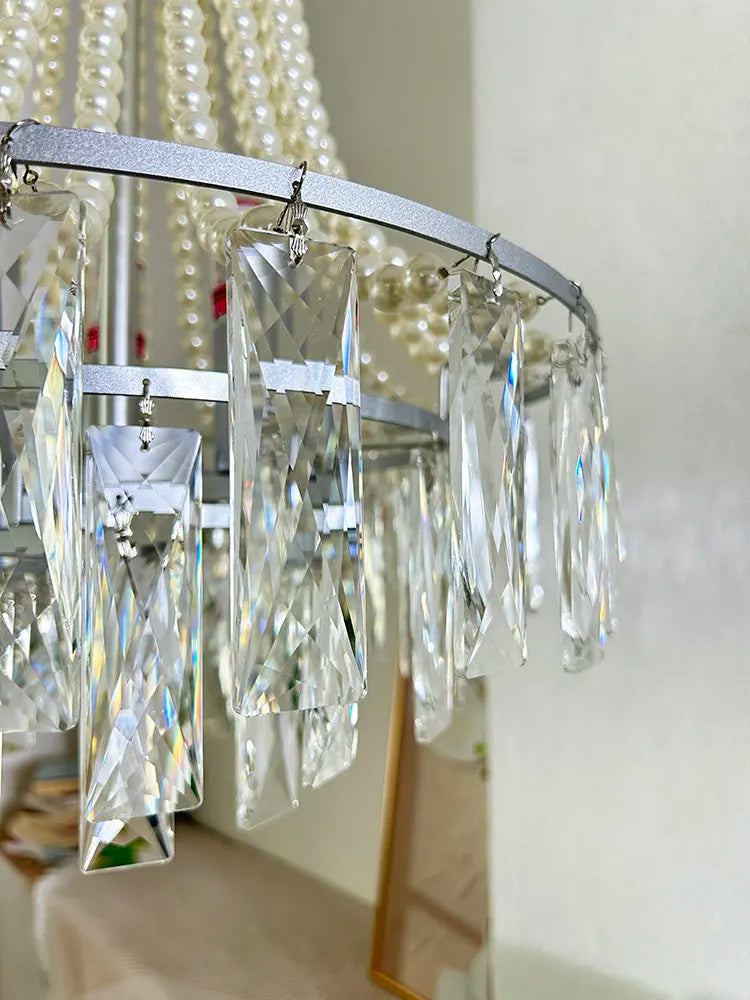Modern Circular Led Pendant Light For Home Decoration Living Room Foyer Front Staircase Bedroom Crystal Pearl Lighting Fixtures