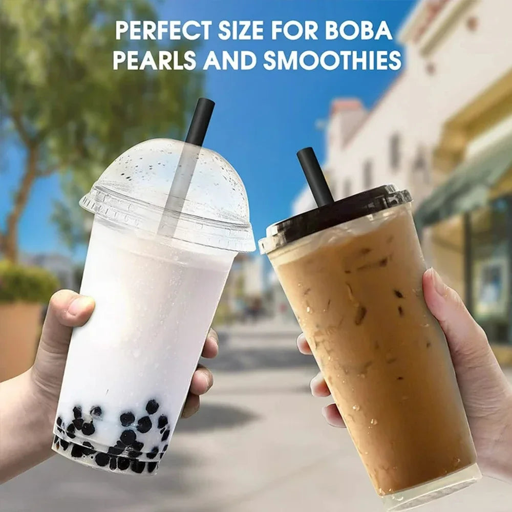 100/400pcs Big Black Straws for Drinks Big Milkshake Straws  Drinking  Bubble Tea Straw   Party and Wedding Accessories