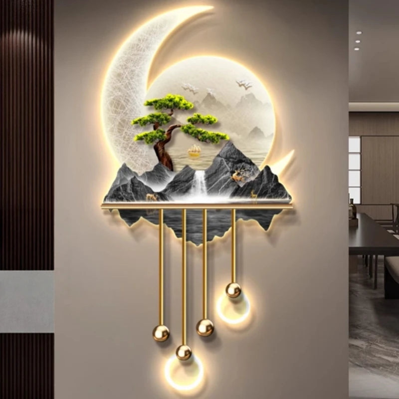 Modern Creative Entrance LED Mural Light For Corridor Living Room Dining Study Hanging Painting Lustre Home Decoration Wall Lamp