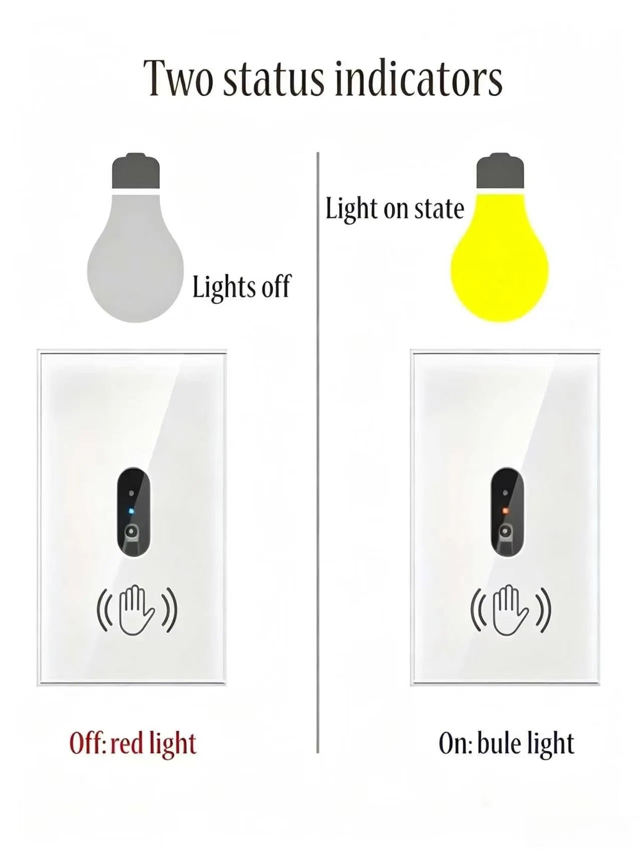 1pc Wall Light Switch Wave Infrare IR Sensor No Need Touch US 220V 110V Glass Screen Panel Electrical Power On Off Lamp