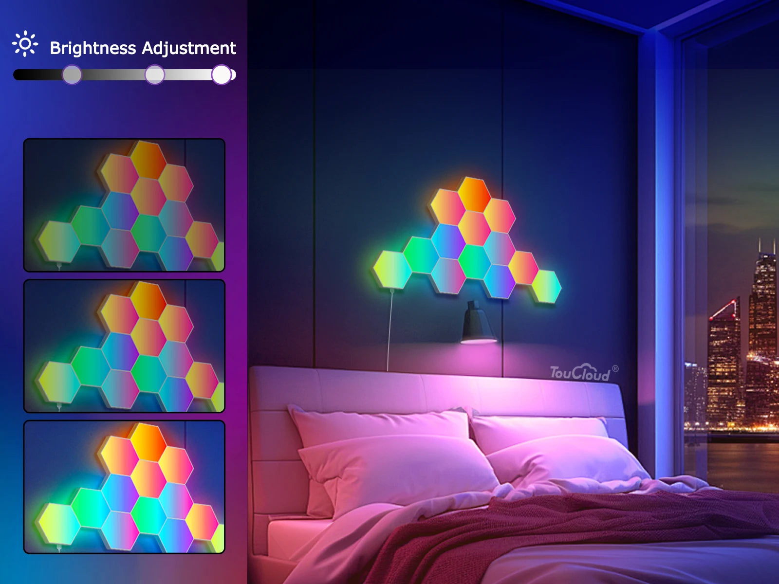 Smart LED Hexagonal Wall Lamp Quantum Panel Music Sync APP Control for Game Room Bedroom Living Room Decor Birthday Christm Gift