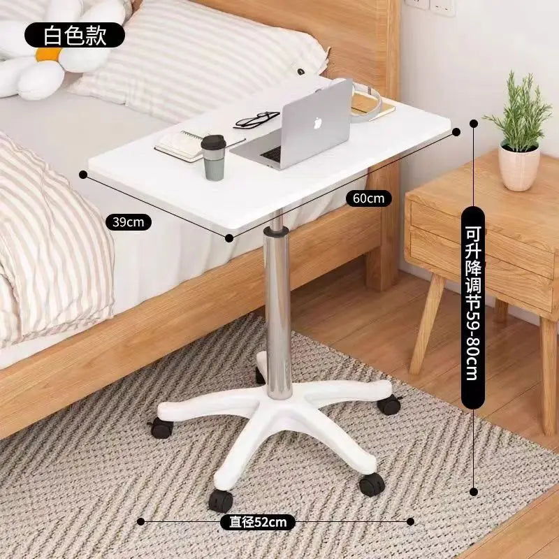 Modern Mobile Adjustable Desk, Dormitory Workstation, Small Bedside Table with Casters, Live Streaming Desk