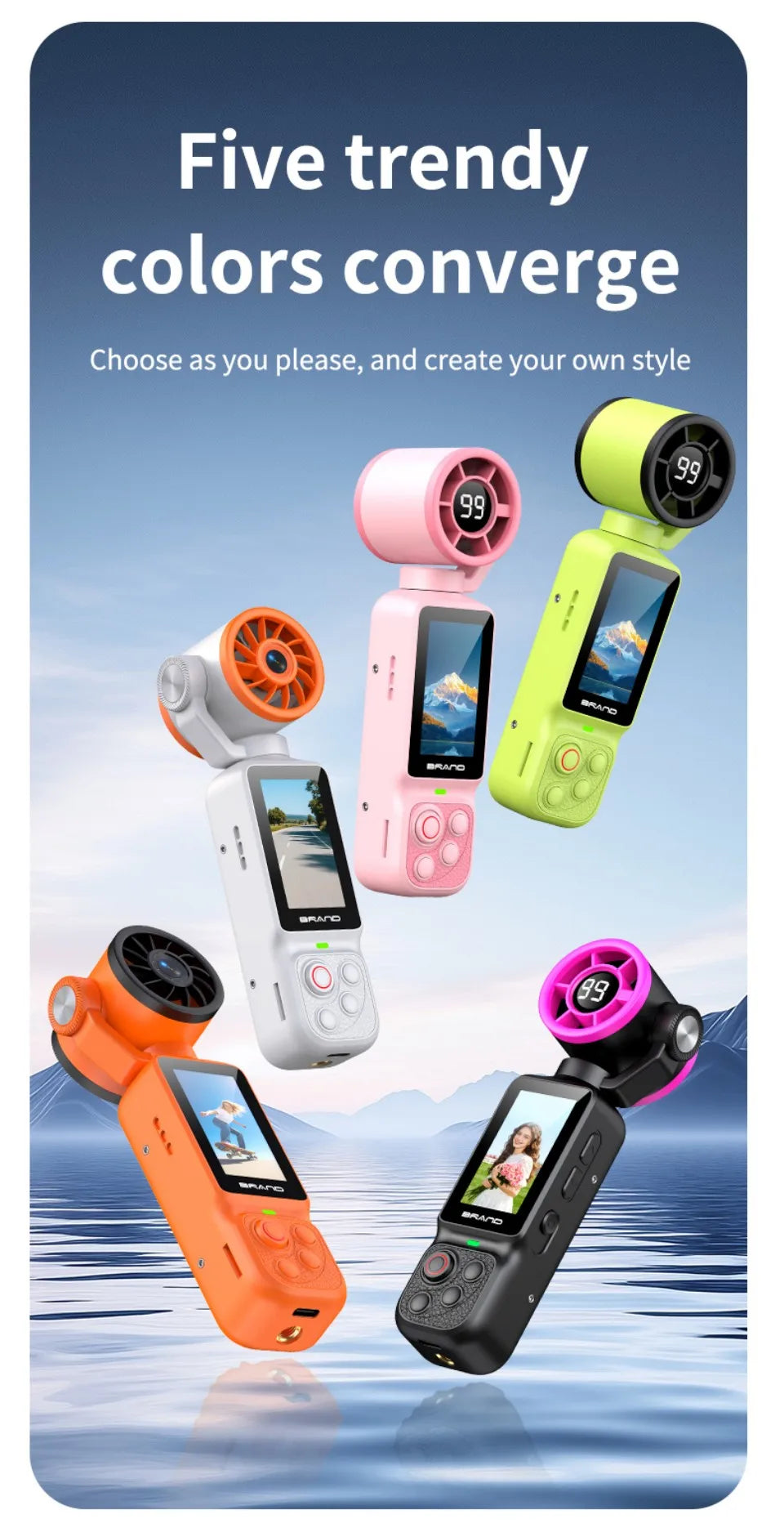 HD 2 in 1 Action Camera with 5 Speed High Speed Cooling Fan Video Recorder For Vlog YouTube Outdoor Shooting Handheld Action Cam