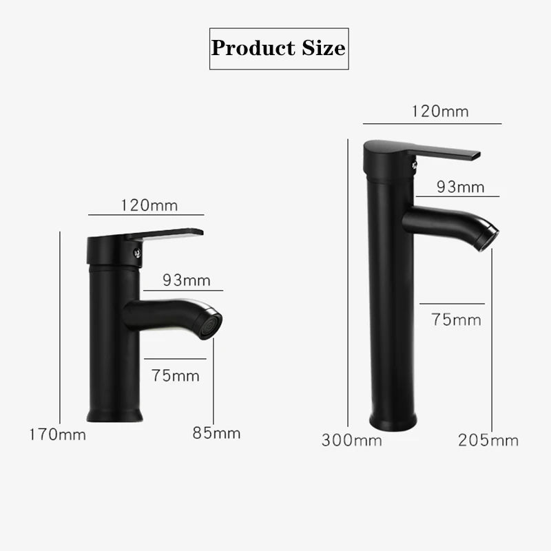 Black Basin Faucet Stainless Steel Paint Faucet Bathroom Single Handle Basin Faucets Blacked Single Hole Hot Cold Mixer Tap