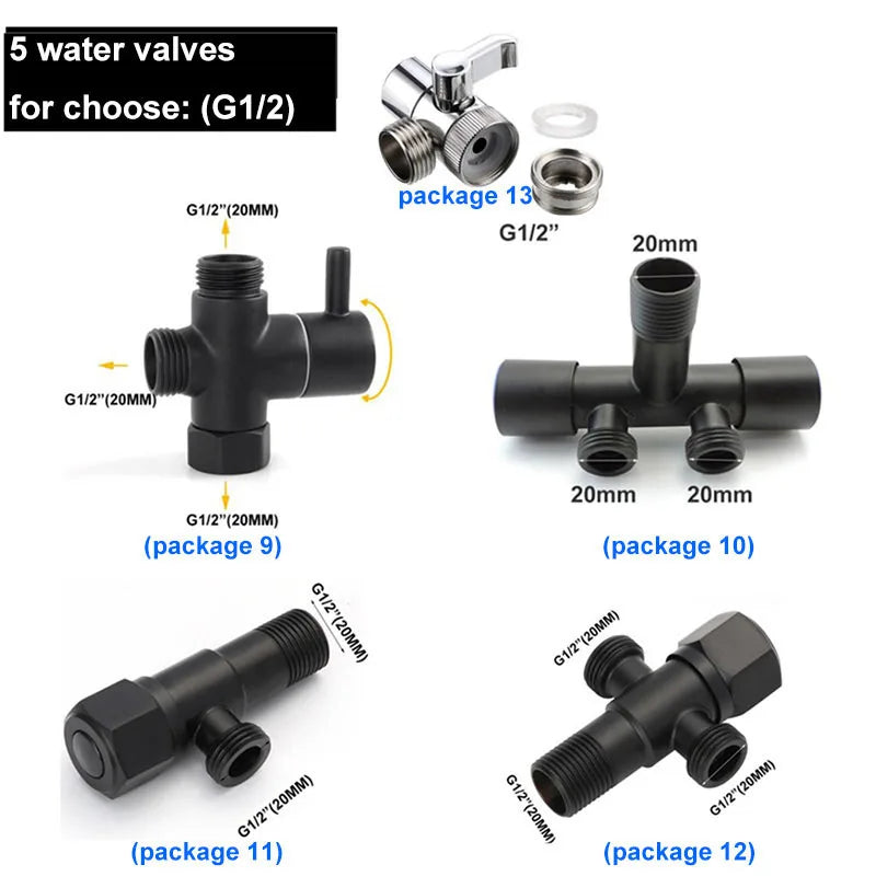Black Bathroom Toilet wash Bidet Faucet Spray Gun Sprayer shower head Anal self cleaning Handheld water tap valve hose holder t