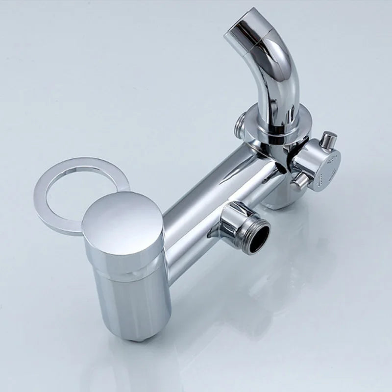 . 1 Set Bathroom Rainfall Shower Faucet Set Mixer Tap With Hand Sprayer Wall Mounted Chrome Copper YT-5335