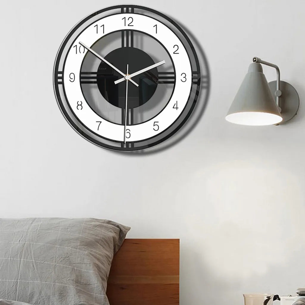 Nordic Glass Wall Clock Silent Modern Transparent Clocks Quartz Movement Wall Watches Modern Home Wall Decoration Accessories