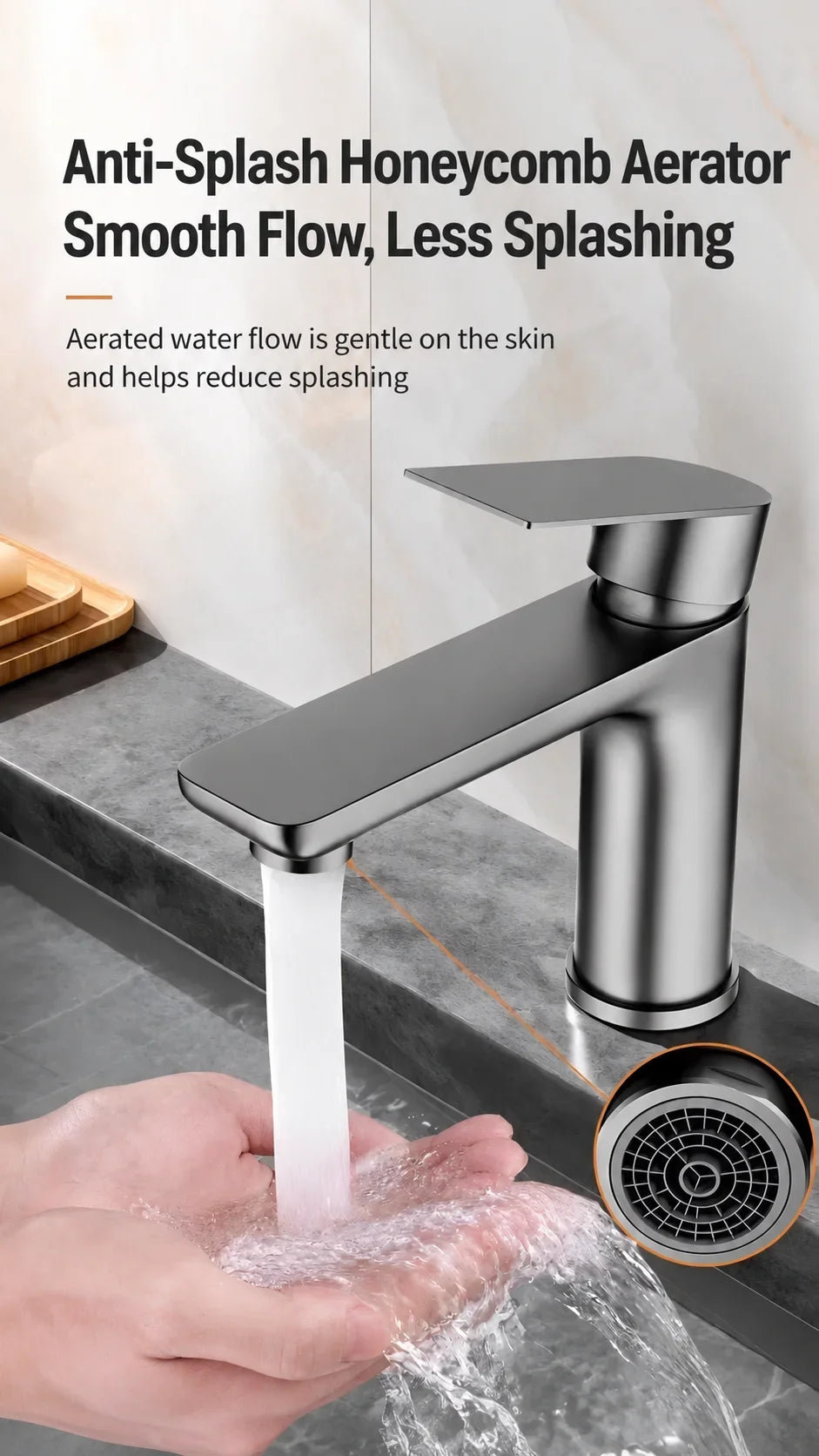 Bathroom Sink Faucet Stainless Steel Hot Cold Mixer Tap Single Handle Matte Black Silver Basin Tap