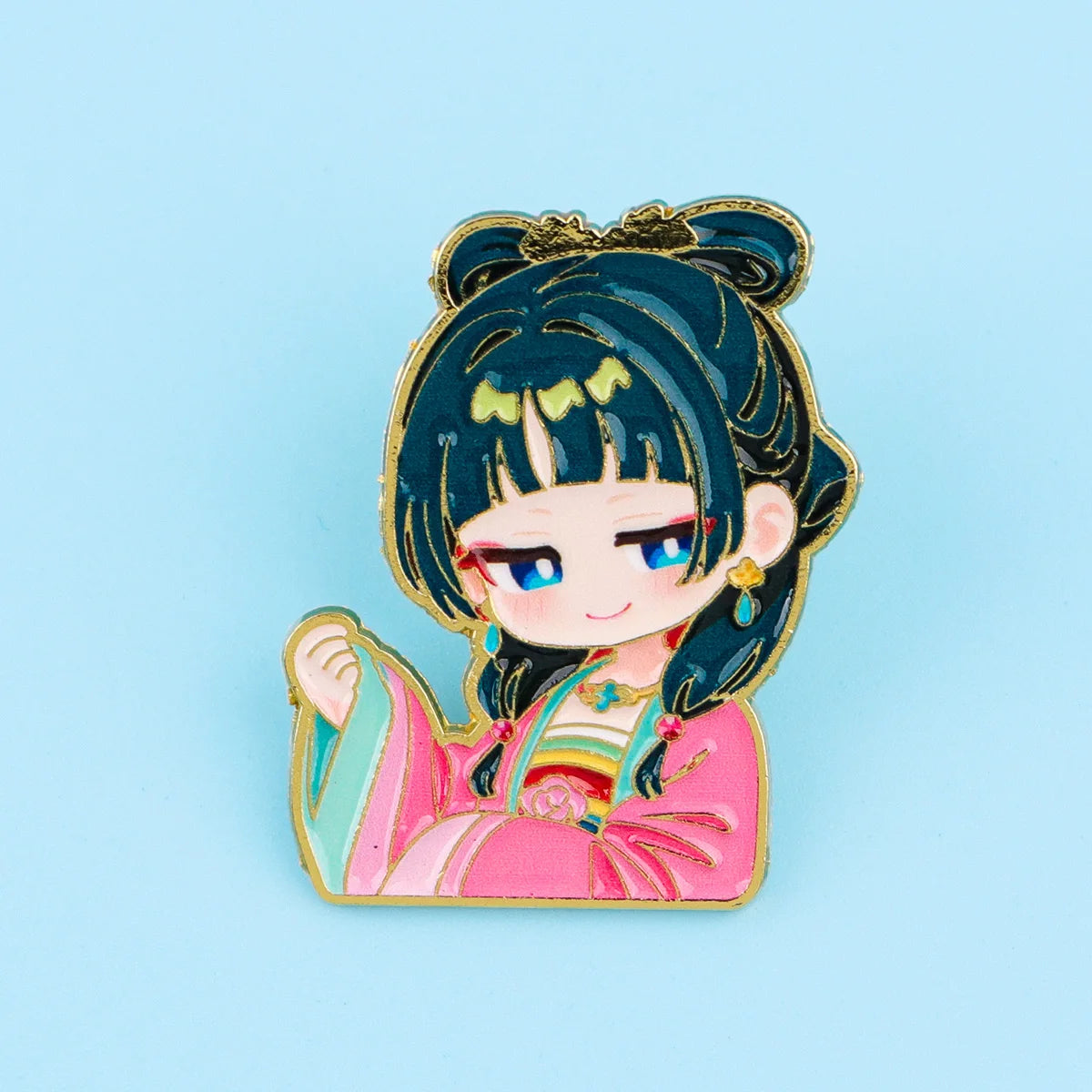 2pcs/set Cute Green Hair Girl Enamel Pins Metal Brooch Backpack Hat Bag Collar Lapel Badges Fashion Jewelry Collection Gifts