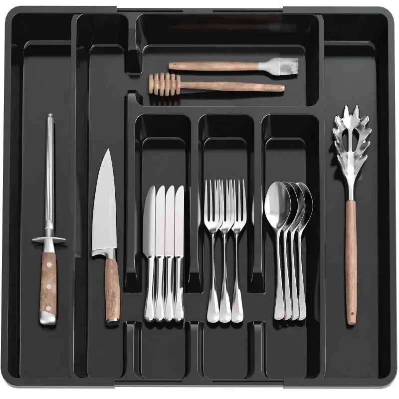 Kitchen Organizer Tray Adjustable Pantry Organizer Utensil Cutlery Drawer  for Silverware Tableware Expandable Kitchen Drawer