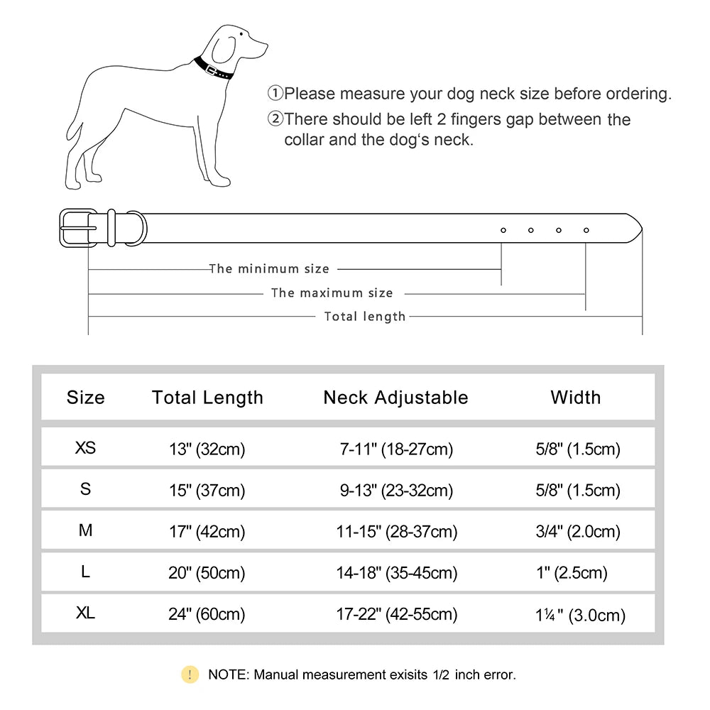 Free Custom Dog Collar Soft Padded Dogs Collars Personalized PU Leather Pet Necklace Adjustable for Small Medium Large Dogs Pug