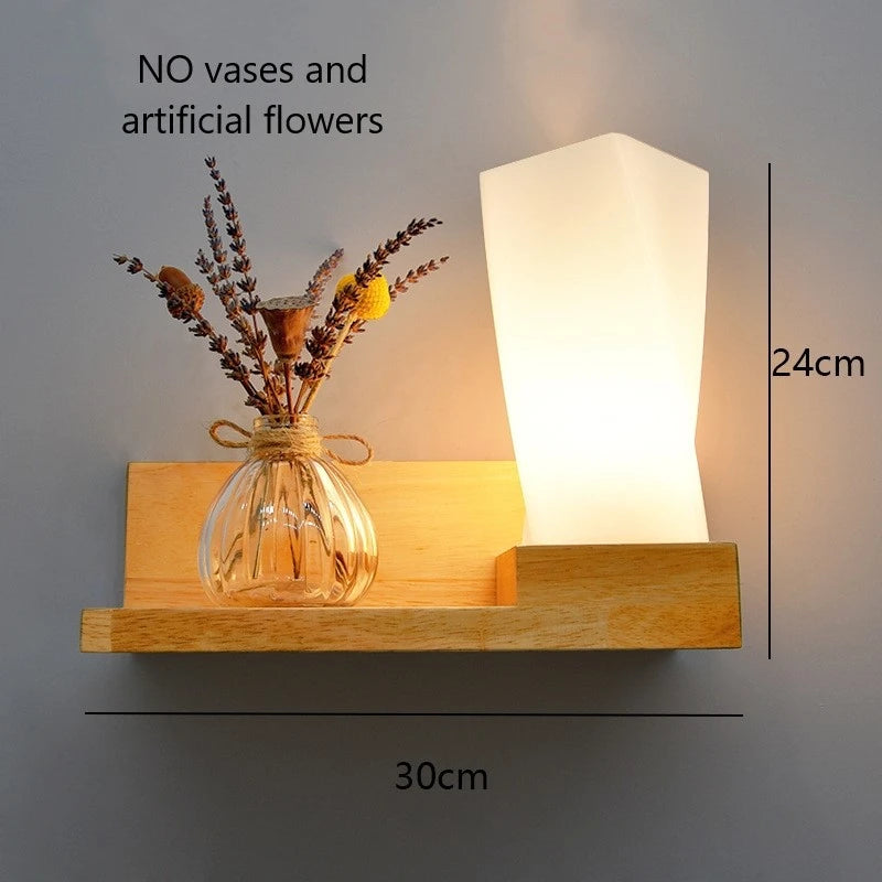 Modern Wooden Lamp Led Wall Lamps Nordic Personality Creative Green Plant Pot Home Decor Living Room Aisle Loft Light Fixtures