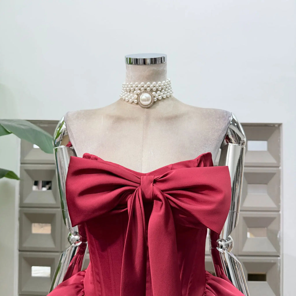 Women Sexy Strapless Bow Corset Mini Dress With Shorts Birthday Party Homecoming Prom Ball Elegant Ruffle A Line Evening Dresses