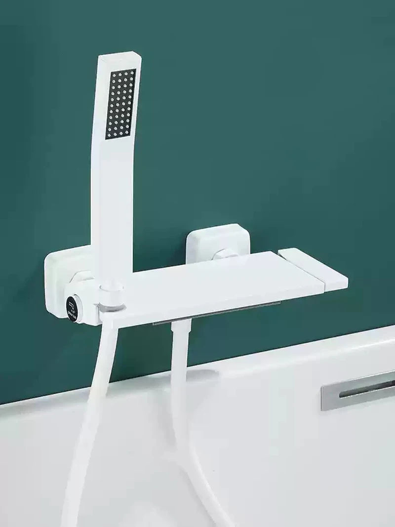 Brushed Gold Waterfall Bathtub Shower Faucet Set Bathroom Bathtub Mixer Taps Hot and Cold Shower Faucet Wall Mounted Bathtub Tap