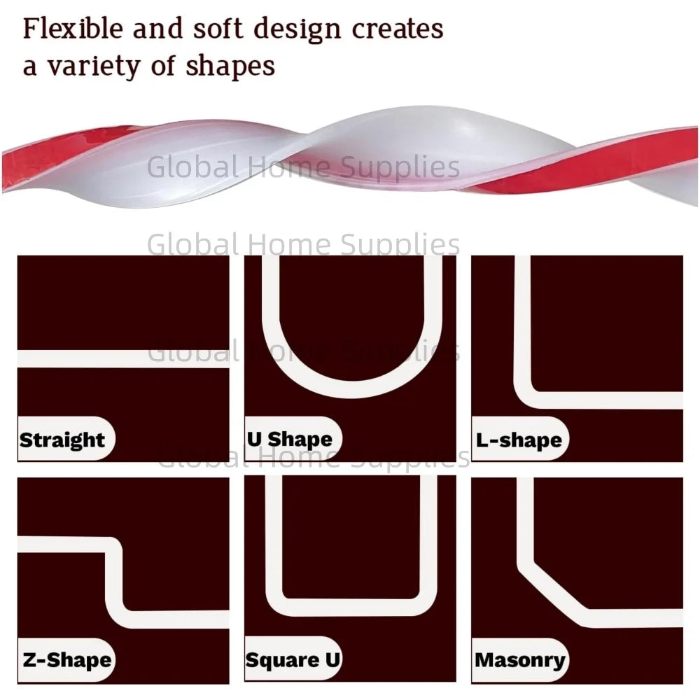 Shower Threshold Water Guard Dam Bottom Seal for Bathroom Glass Shower Door Strip Dry and Wet Separation Caulk Seal Edge Tape