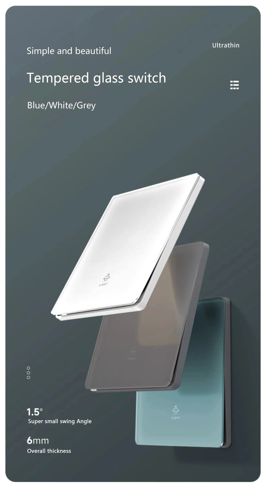 86 Type White Universal Wall Light Switch Tempered Glass EU Korea electrical Switch 220V 1/2/3/4 Gang 1/2 Way button Wall Panel