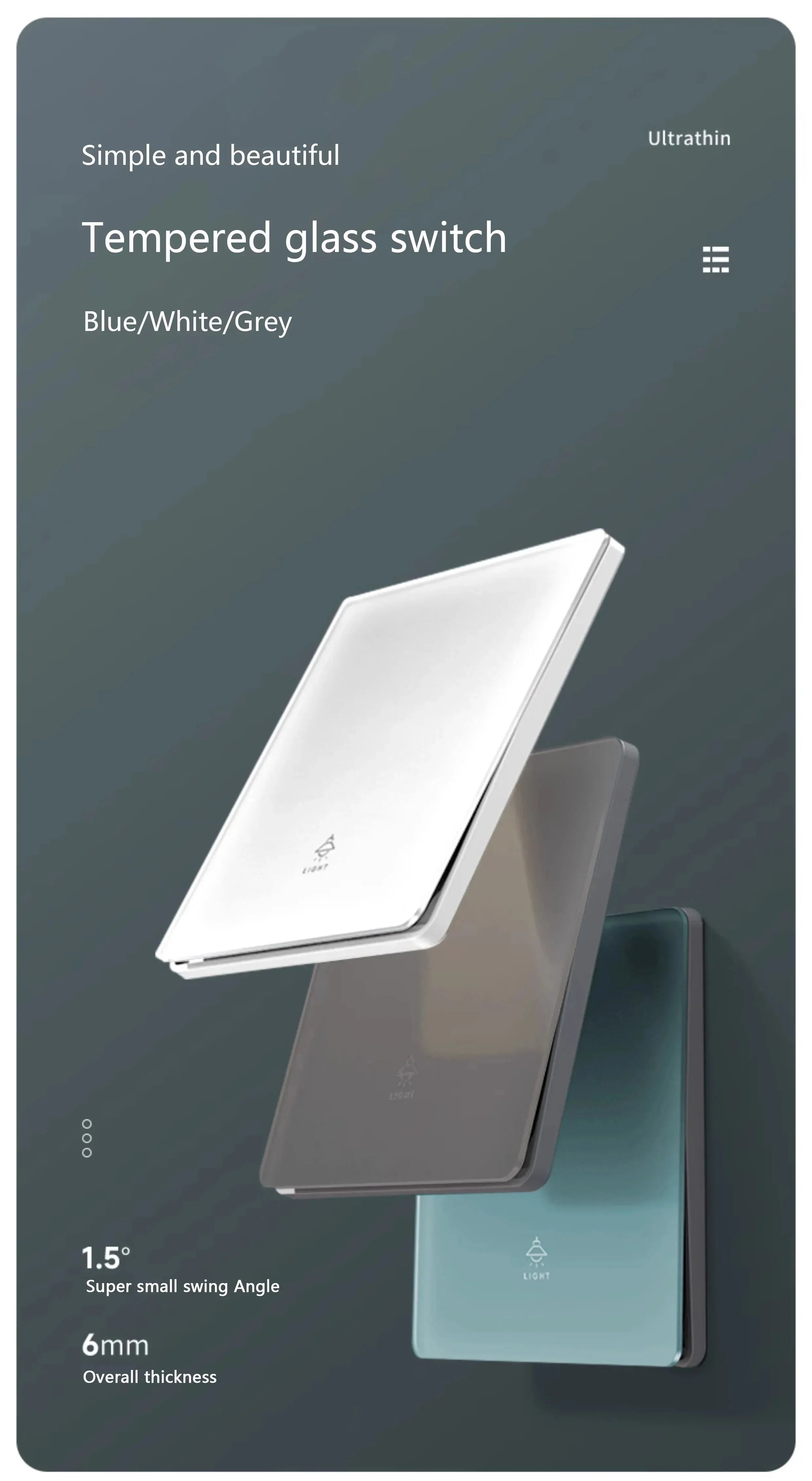86 Type White Universal Wall Light Switch Tempered Glass EU Korea electrical Switch 220V 1/2/3/4 Gang 1/2 Way button Wall Panel