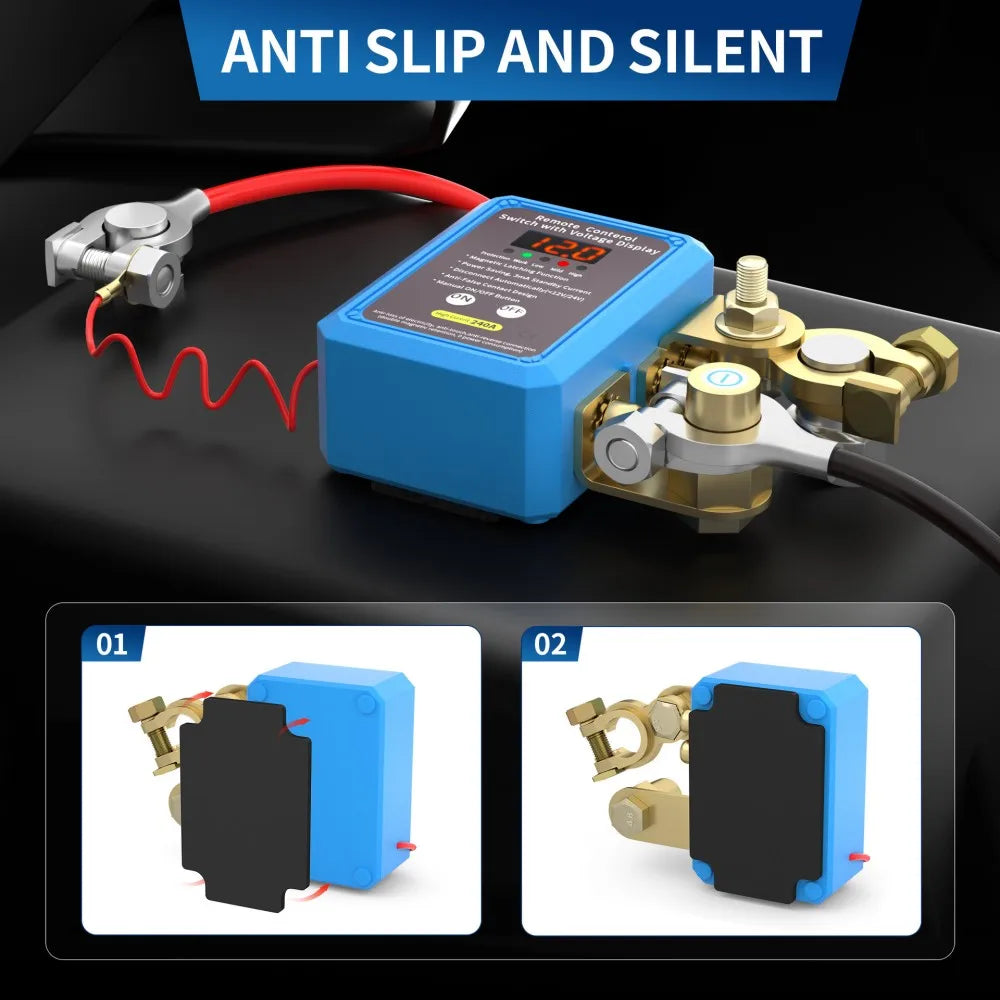 Auto Battery Master Switch with Remote, 240A Kill Switch 12V Remote Battery Disconnect Switch with Led Voltage Display Automatic