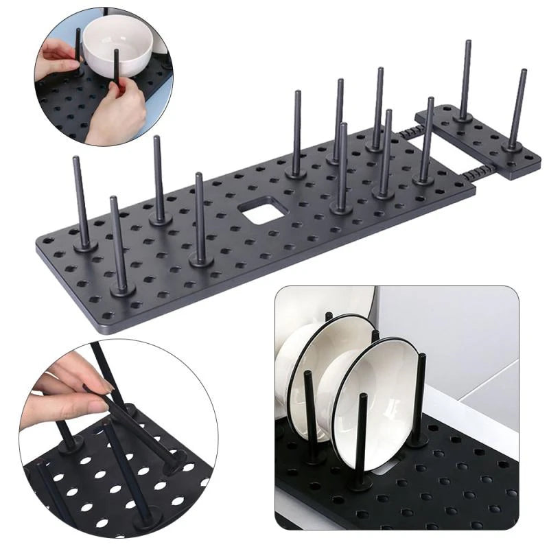 Kitchen Organizer Sink Dish Drying Rack Sink Drain Shelf Bowl Plates Shelf Storage Drawer Desktop Adjustable Holder Accessories