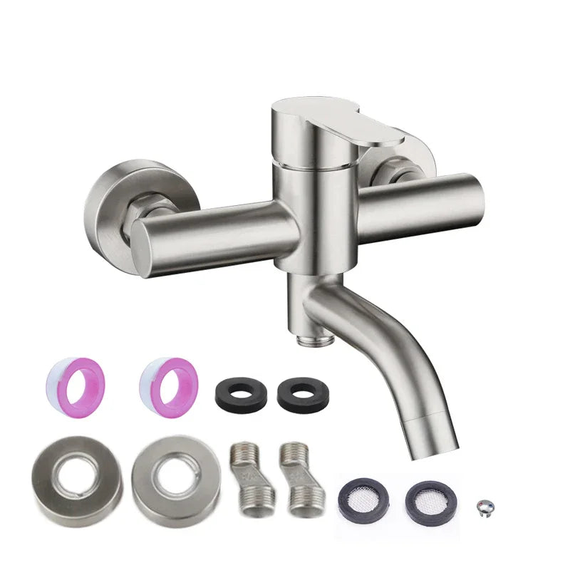 Stainless Steel Shower Mixer Faucet Shower Diverter Wall Mounted Bathroom Fixtures Ceramic Valve Core Universal Hot Cold Tap