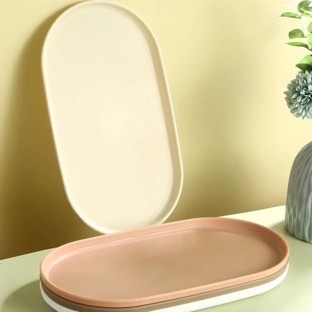 Kitchen Organizer Plastic Dessert Tray Stackable Oval Serving Tray Multi-Function Creative Dish Plate Home