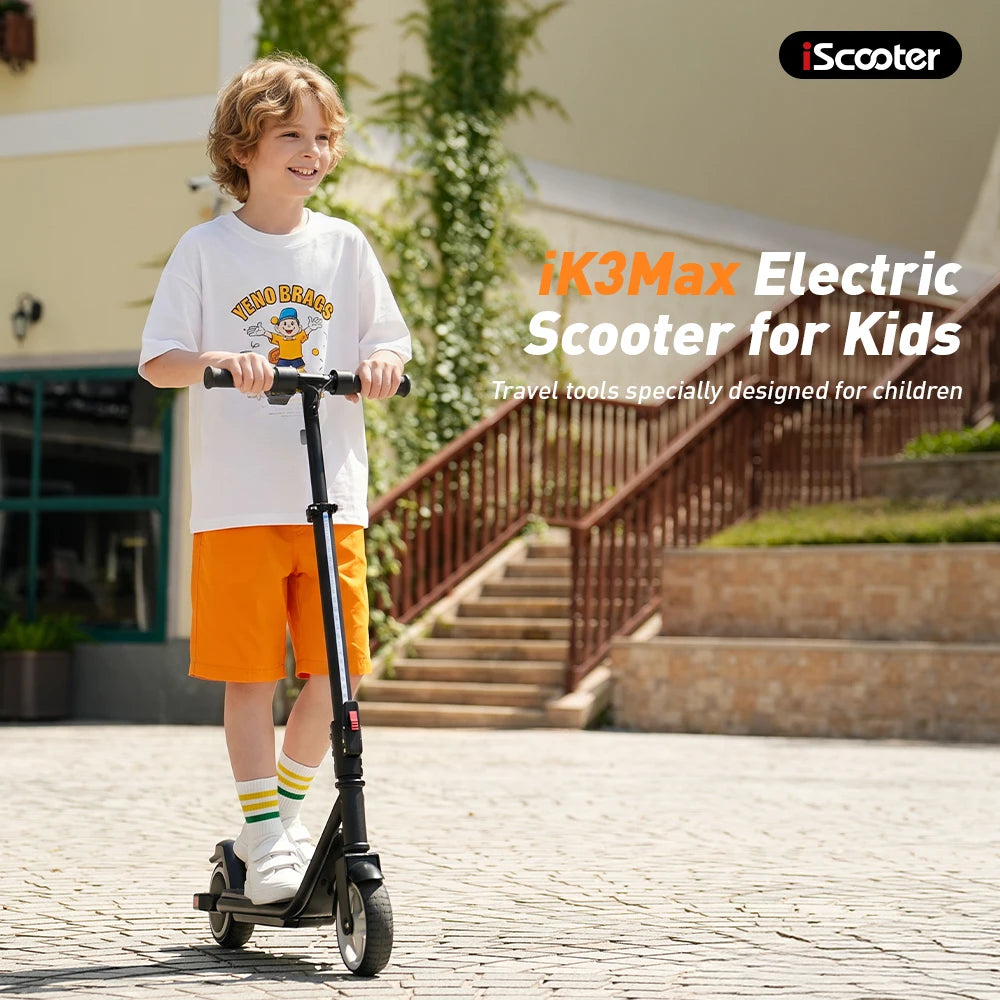 iScooter iK3Max Kids Electric Scooter 200W 4.5Ah Scooter 13KM Range Foldable Scooter Solid Tire Bluetooth Connection Kid Scooter