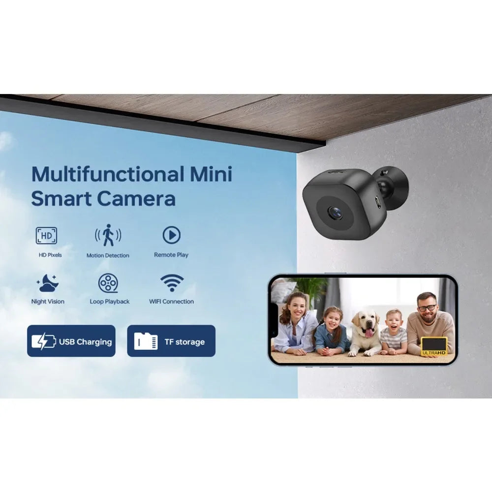 2025 HD Mini Camera for Security & Driving, 360° Magnetic, WiFi Remote, Night Vision, Motion Alarm, Loop Recording, Home/Car Use