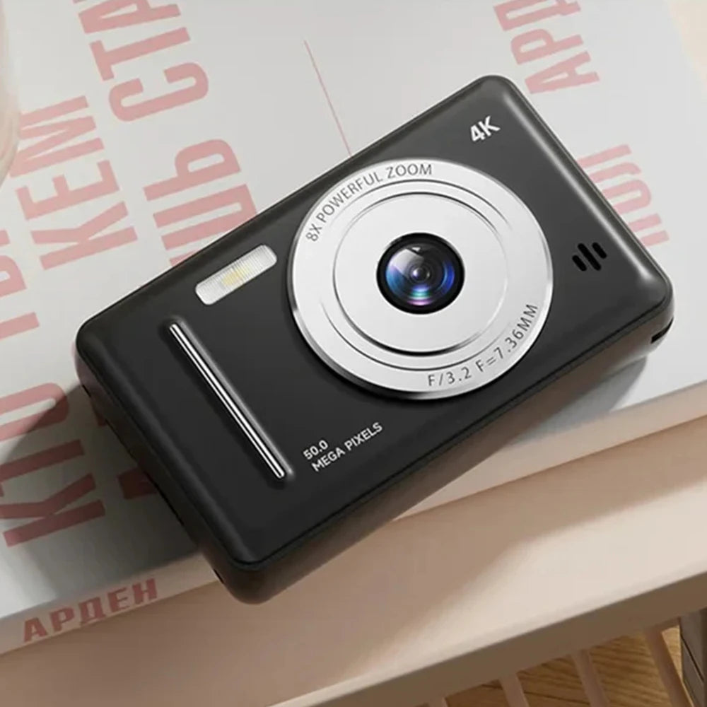 4k Digital Camera IPS HD 50MP CCD Camera 2.4" Autofocus Vlogging Student Camcorder 8X Dual Cam and LED Flash Video Photo Filming