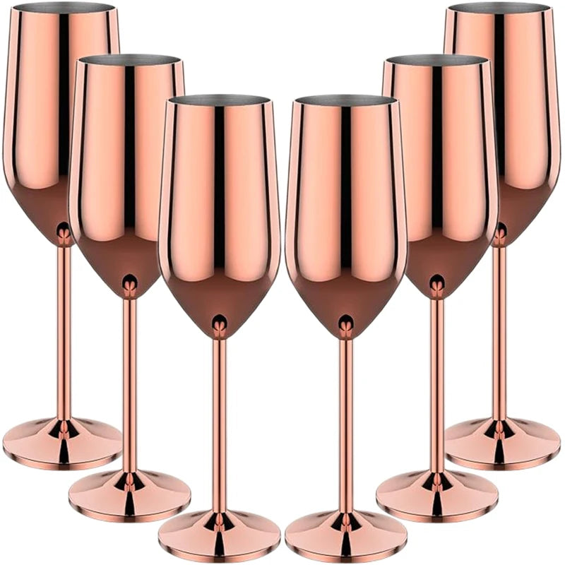 6Pcs Stainless Steel Unbreakable Metal Wine Glasses 220ml/250ml Cocktail Cups for Bar Drinking Glasses
