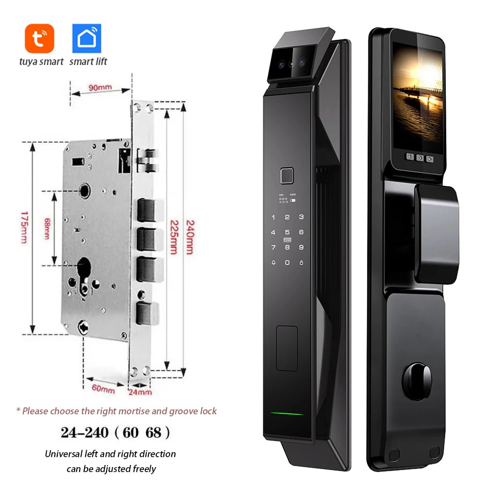 Tuya WiFi 3D Face Recognition Smart Lock with Fingerprint Password Card App Unlocking Face Capture Digital Electronic Lock