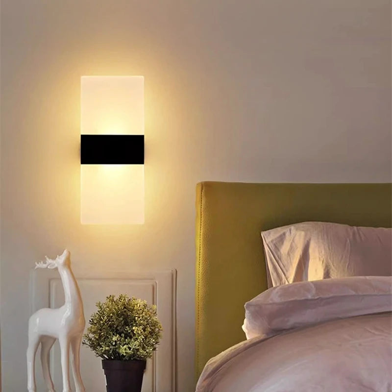 Touch Sensor Switch LED Wall Lamp USB Rechargeable Wireless Acrylic Stair Night Light Bedroom Aisle Kitchen Wall Sconce Lighting