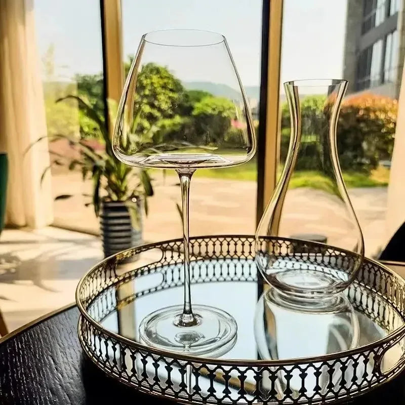 720ml Crystal Burgundy Wine Glasses Set Modern Fluted Design Dishwasher Safe for Red Wine Tasting Home Bar Decor Gift