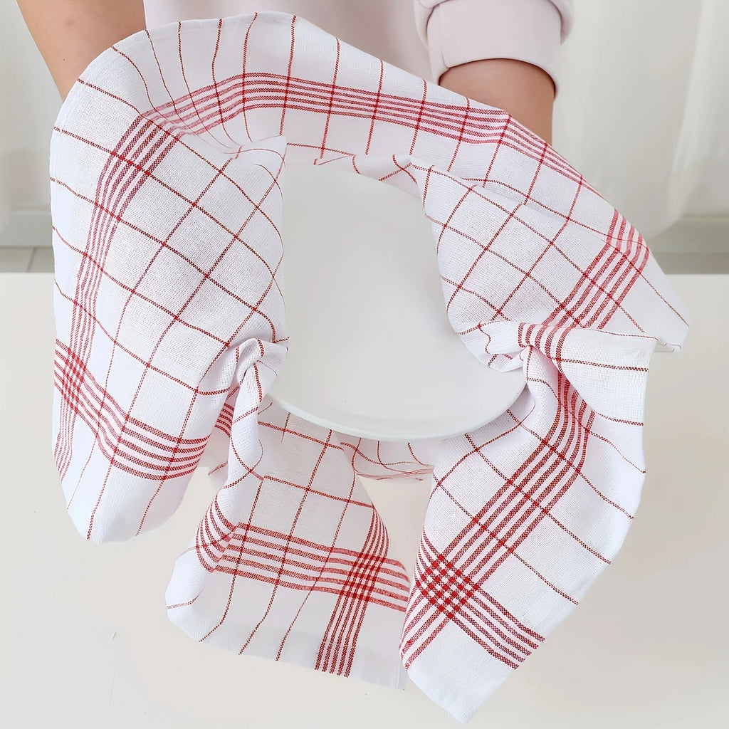 6/12Pcs, 45Cm*60Cm, Two-Color Kitchen Tea Towels, Pure Cotton Striped Plaid Kitchen Towels, Blue/Red Plaid, Dining Supplies, Kit