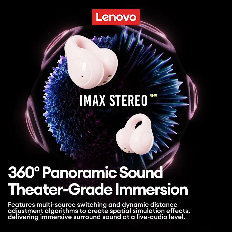 Lenovo LP25 PRO Bluetooth 5.4 Headphones Ear Clip Sport Wireless Headset Long Battery Life Noise Reduction Earphones HD Mic Call