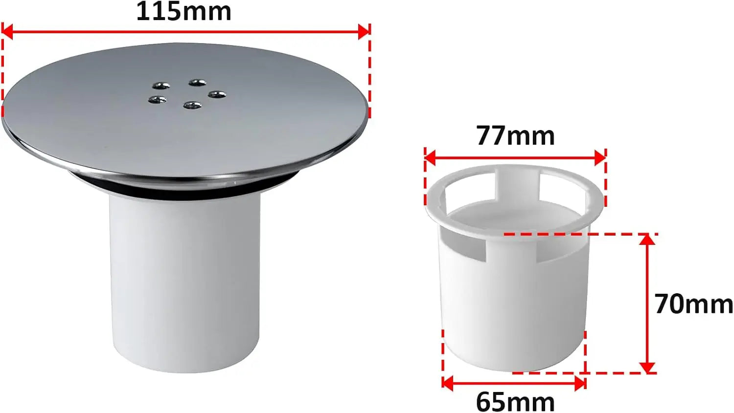 Replacement of Shower Drain Cover, Chrome Plated Shower Trap Cover, Shower Drain Cover, 90mm/115mm, Detachable