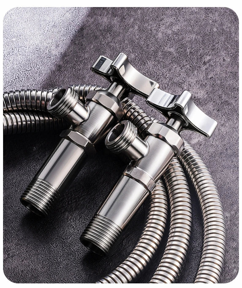 Stainless Steel Bathroom Quick Opening Triangle Valve Faucet Accessories Thickened Triangle Valve For Hot and Cold Water