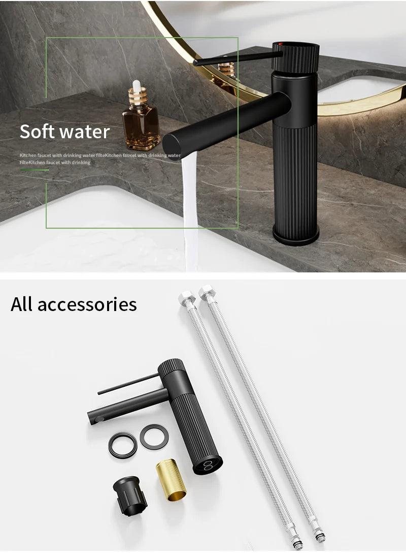 Stainless Steel Basin Faucet Gold/Black Bathroom Faucets Crane Tall Sink Faucet Hot Cold Water Sink Mixer Bathroom Faucet
