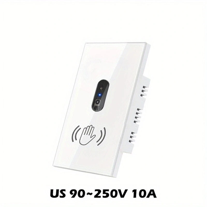1pc Wall Light Switch Wave Infrare IR Sensor No Need Touch US 220V 110V Glass Screen Panel Electrical Power On Off Lamp