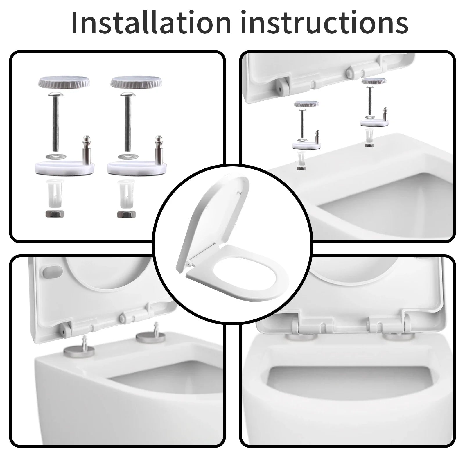 Toilet Seats with Slow Close Hinges Cover Toilet Accessory Portable Slow Down Seat Cover Bathroom Fixture Toilet Parts