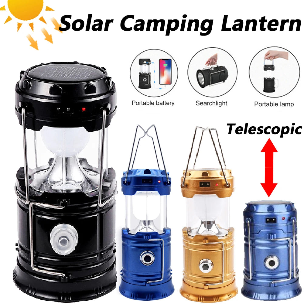 RTS Portable Multifunctional Waterproof Camping Lamp Usb Rechargeable Led Camping Lights Solar Camping Lantern