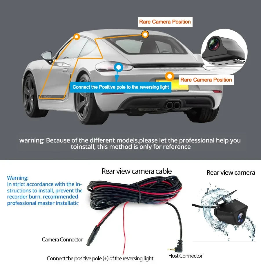 AHD1080P HD Rear Camera Night Vision IP68 Waterproof Cam  For Car DVR Wide Rearview Stream Media Dash Cam