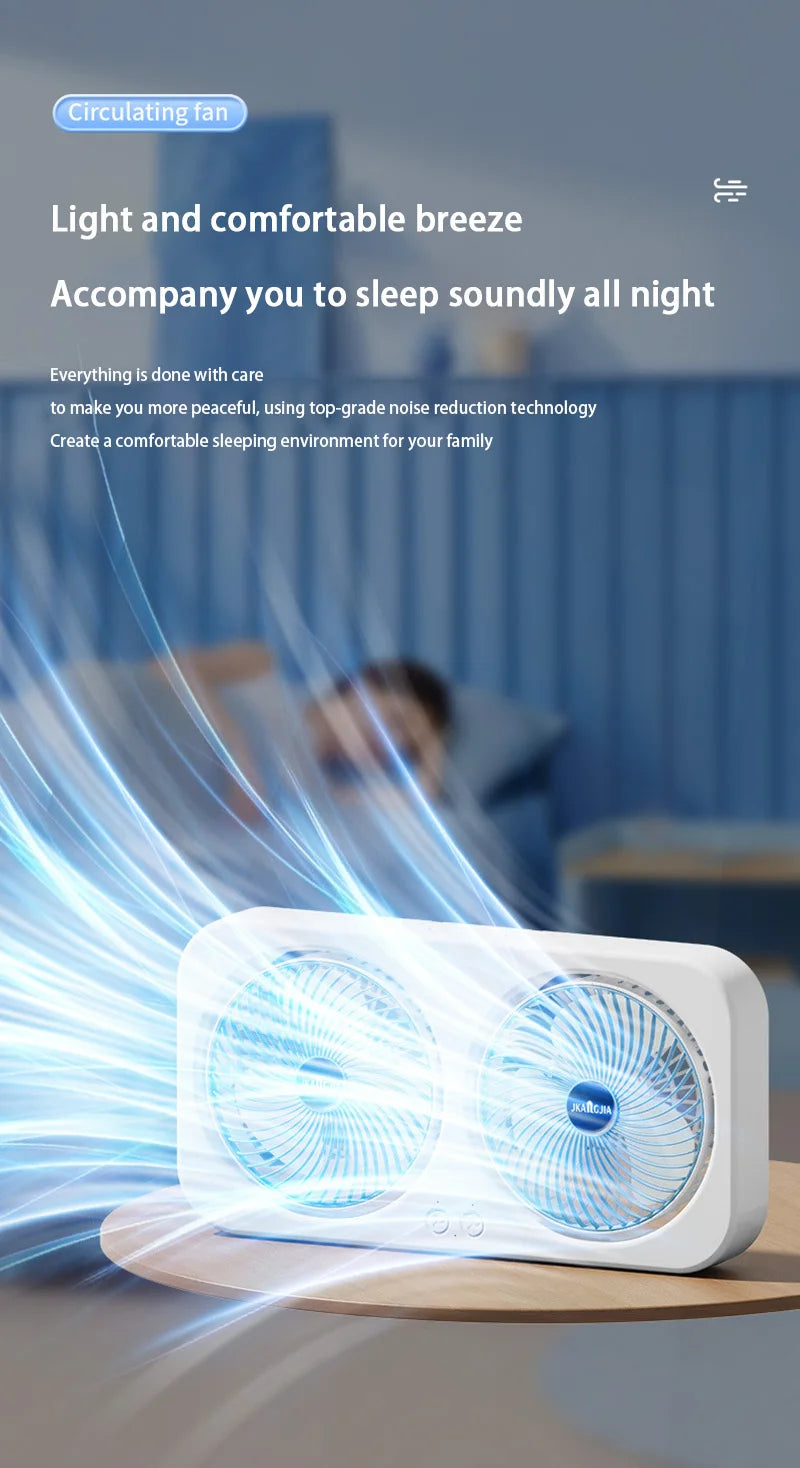Double Head Fan Air Circulation Fan Dormitory Home Silent Charging Desktop Wall Mounted Super Strong Small Electric Fan