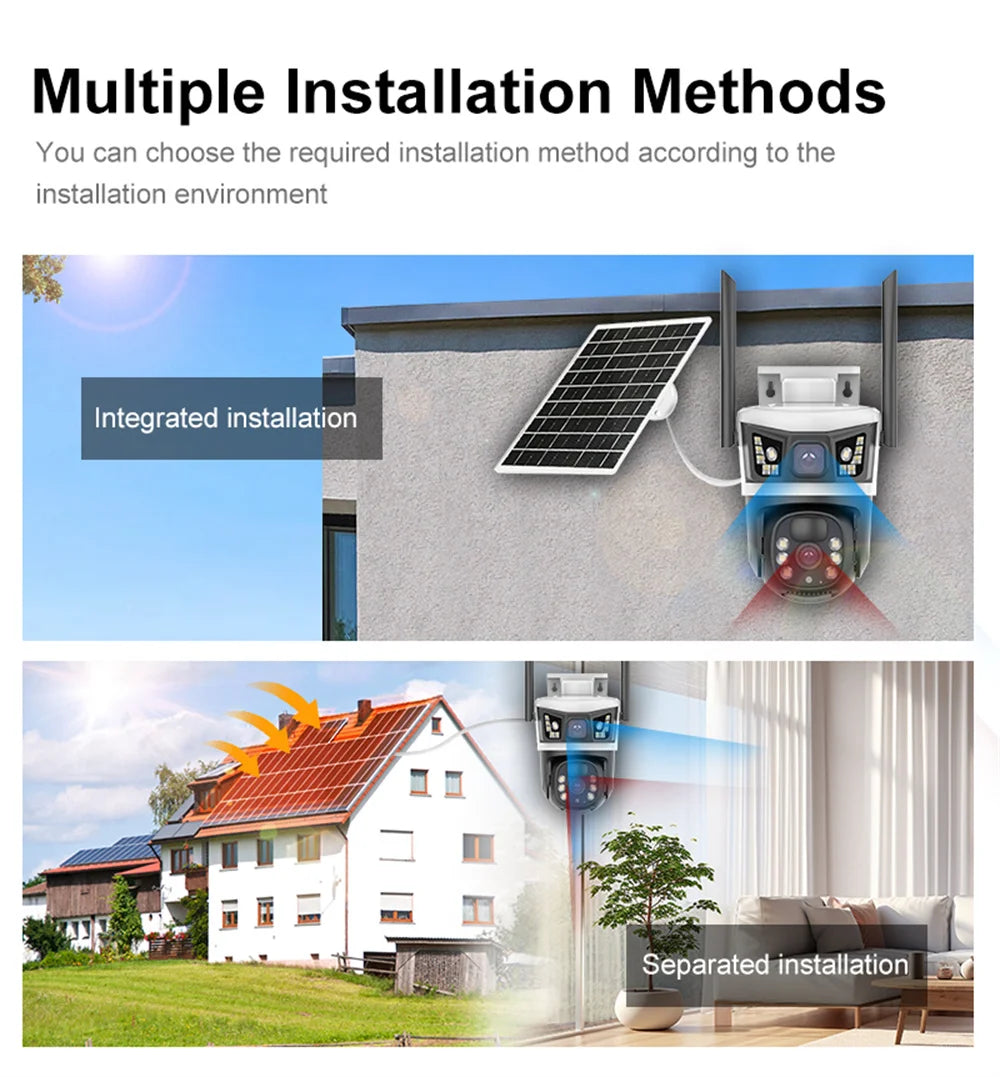 12MP 6K solar security cameras outdoors 4G SIM Card Wireless IP camera Waterproof PIR Color Night Vision CCTV Cameras YOOSEE