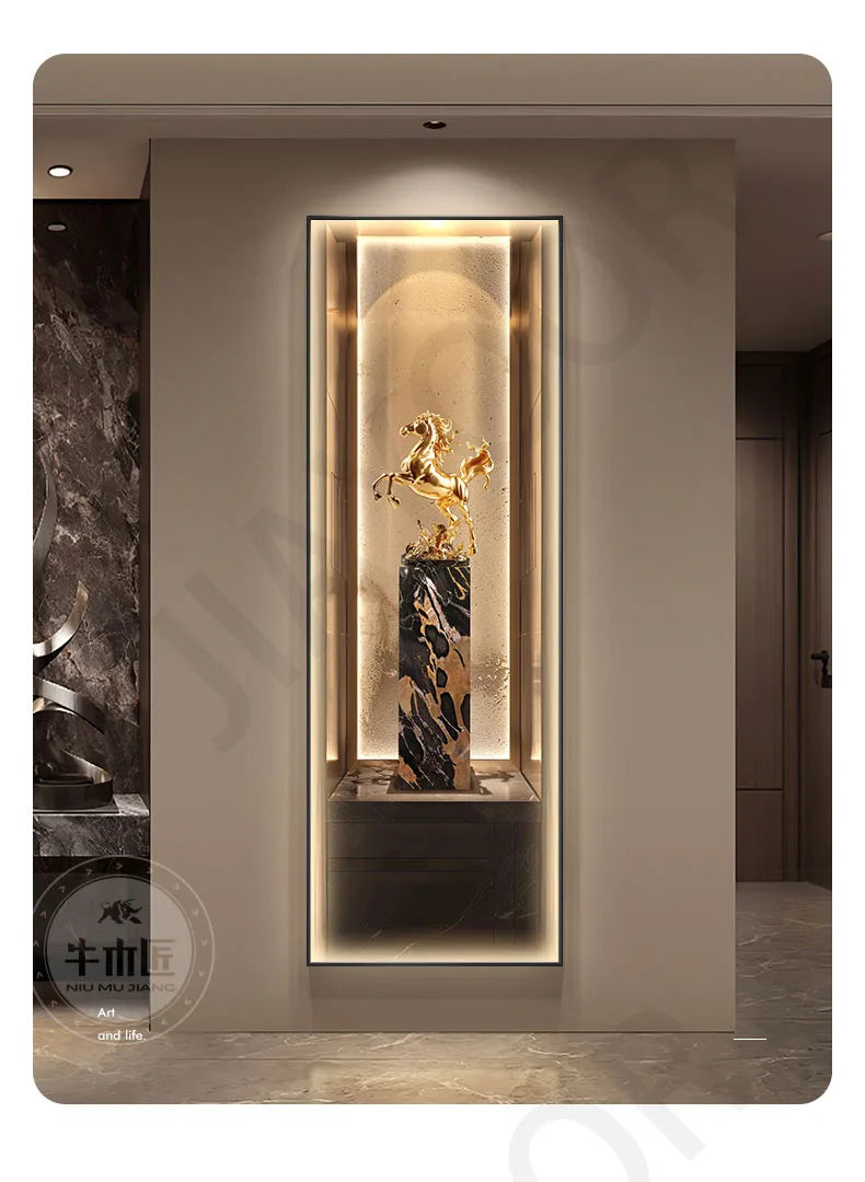 Modern Light Luxury Entrance Decoration Painting Wealth Wall Lamps Tree Corridor Hanging Painting High-end Wall Painting Light