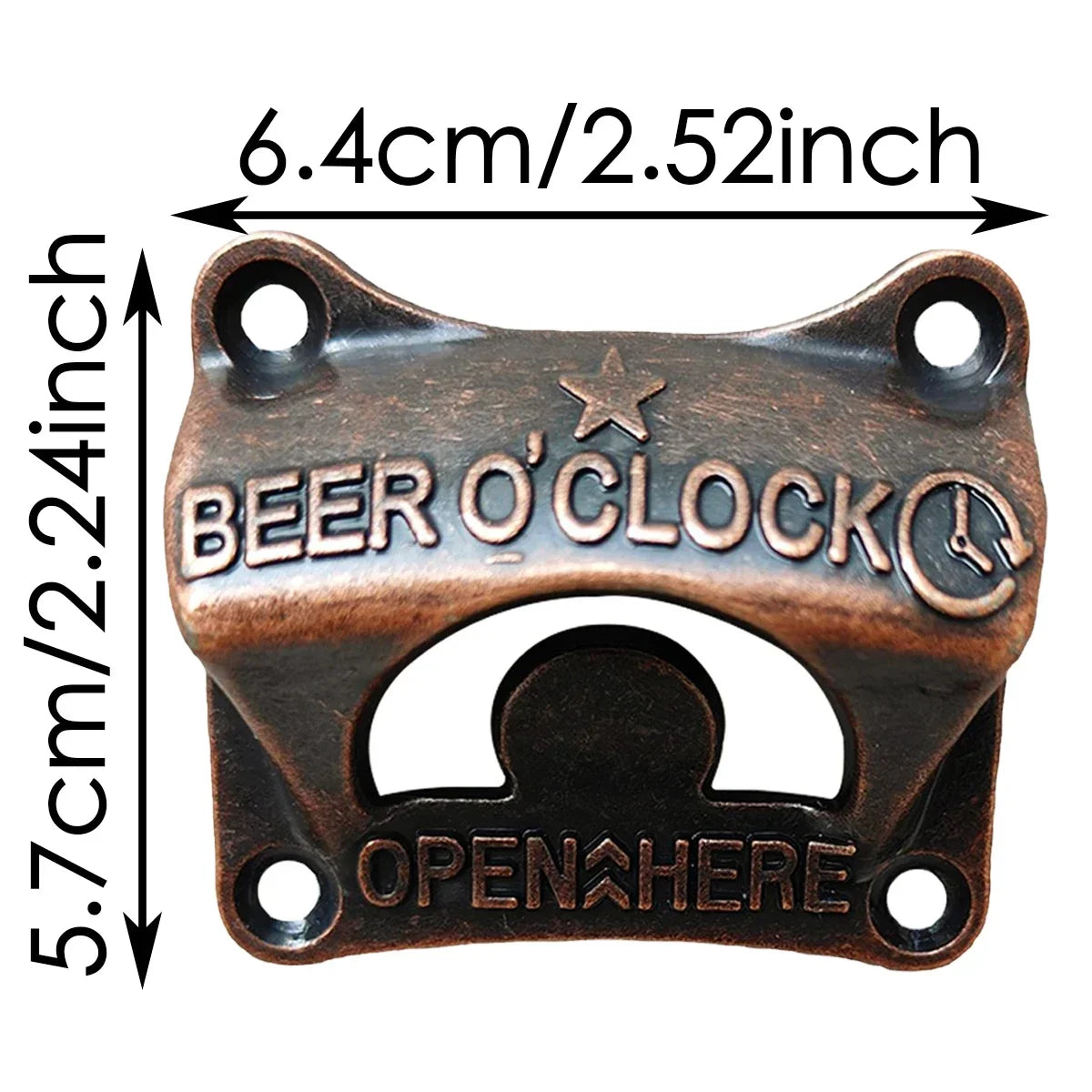 1pc Beer O' Clock Bottle Opener Wall Mounted Retro Beer Opener Tool for BBQ DIY Crafting Solid Beer Opener Tools Kitchen Gadgets