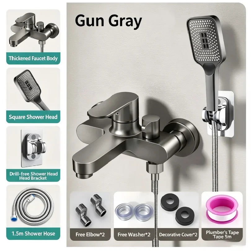 Thermostatic Shower Mixer Valve 3-Way Diverter Universal Wall Mounted Bathroom Bath Shower Faucet Set Zinc Alloy Anti-Scald Temp
