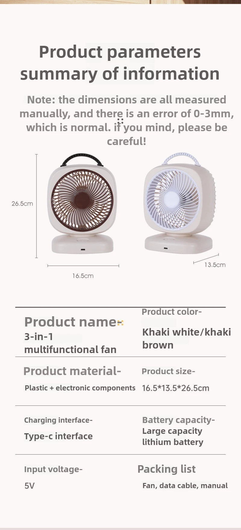 1200mAh-2000mAh Air Circulation Wireless Fan Household Desktop Office Portable Desk Fan Bedroom Large Wind Ceiling Fan