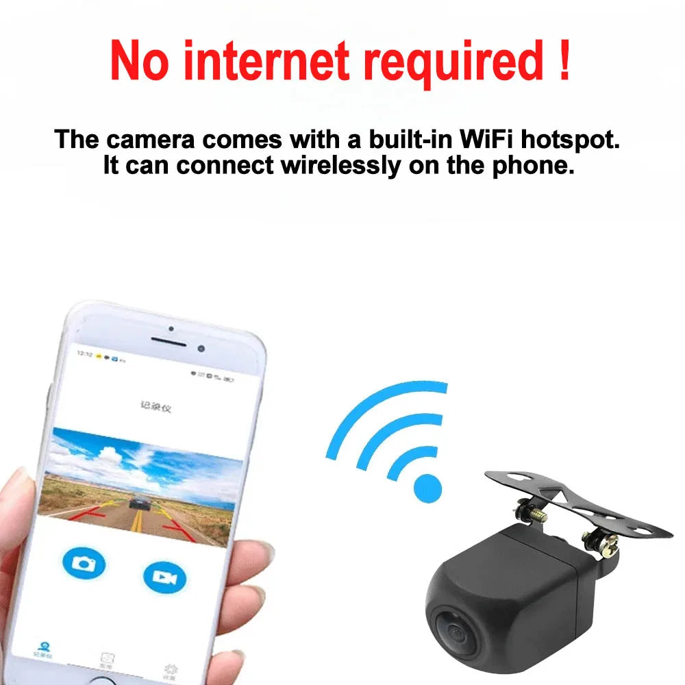 Rear View Car Camera 5G Wifi HD Night Vision Wireless Reversing Camera With 5V USB 12V Cable Support Android IOS Mobile Phones